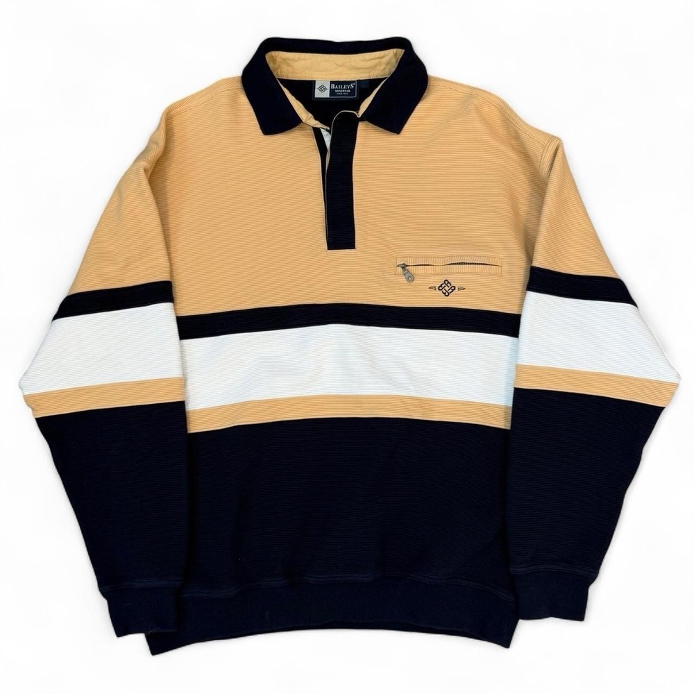 Baileys Menswear Striped Polo Rugby Style Shirt Mens Size Large Preppy Old Money